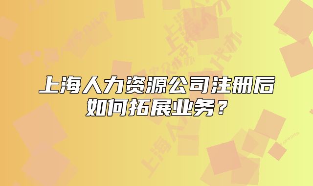 上海人力資源公司注冊后如何拓展業(yè)務(wù)？