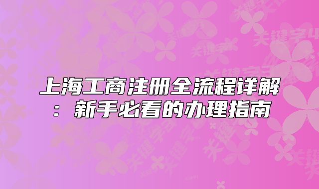 上海工商注冊(cè)全流程詳解：新手必看的辦理指南