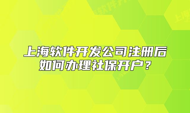 上海軟件開(kāi)發(fā)公司注冊(cè)后如何辦理社保開(kāi)戶？
