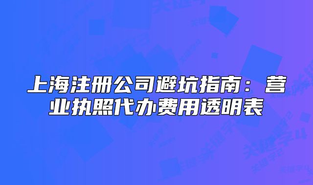 上海注冊(cè)公司避坑指南：營業(yè)執(zhí)照代辦費(fèi)用透明表