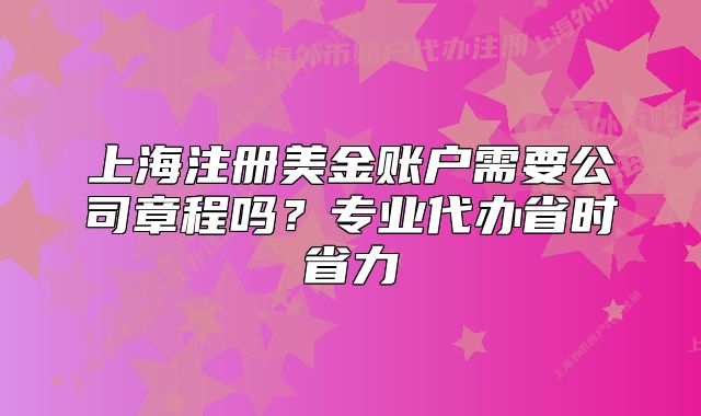 上海注冊美金賬戶需要公司章程嗎？專業(yè)代辦省時省力