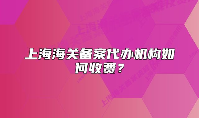 上海海關(guān)備案代辦機(jī)構(gòu)如何收費(fèi)？