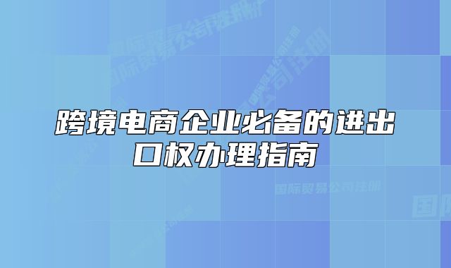 跨境電商企業(yè)必備的進(jìn)出口權(quán)辦理指南
