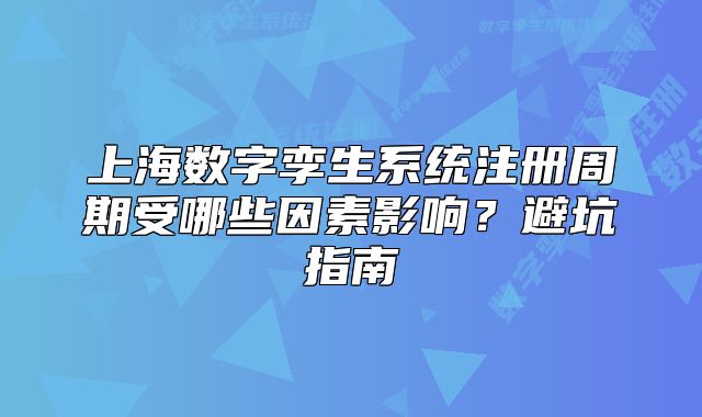 上海數(shù)字孿生系統(tǒng)注冊周期受哪些因素影響？避坑指南