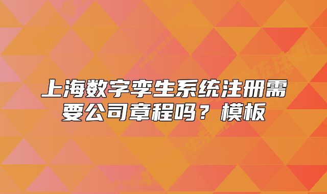 上海數(shù)字孿生系統(tǒng)注冊(cè)需要公司章程嗎？模板