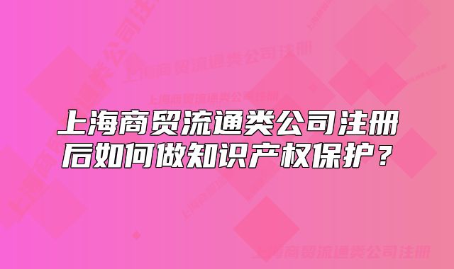 上海商貿(mào)流通類(lèi)公司注冊(cè)后如何做知識(shí)產(chǎn)權(quán)保護(hù)？