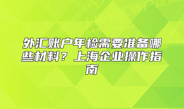 外匯賬戶年檢需要準(zhǔn)備哪些材料？上海企業(yè)操作指南