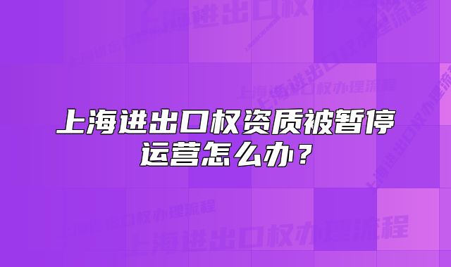 上海進出口權(quán)資質(zhì)被暫停運營怎么辦？