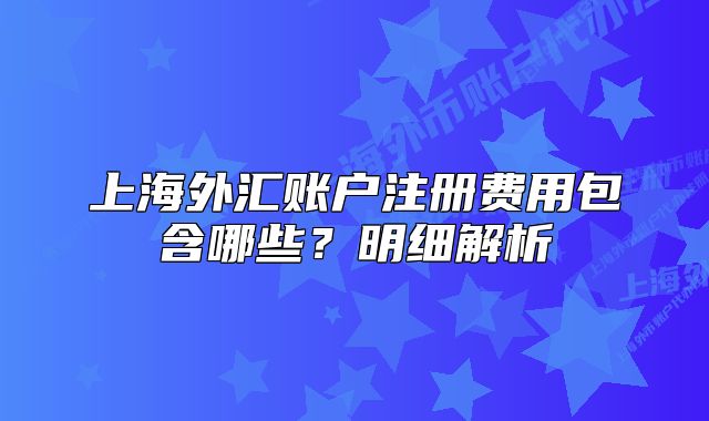 上海外匯賬戶注冊費用包含哪些？明細(xì)解析