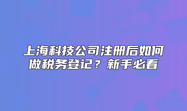 上海科技公司注冊后如何做稅務(wù)登記？新手必看