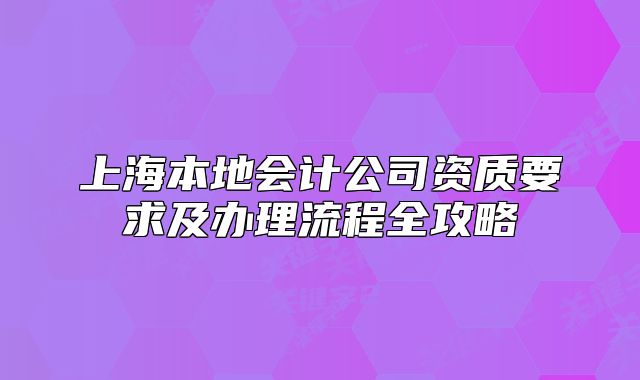上海本地會(huì)計(jì)公司資質(zhì)要求及辦理流程全攻略