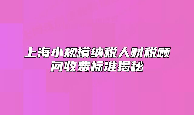 上海小規(guī)模納稅人財(cái)稅顧問(wèn)收費(fèi)標(biāo)準(zhǔn)揭秘
