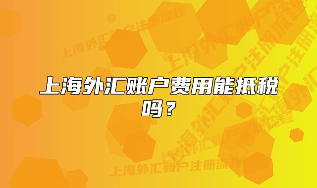 上海外匯賬戶費用能抵稅嗎?
