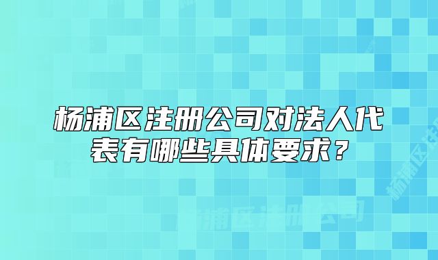 楊浦區(qū)注冊公司對法人代表有哪些具體要求？