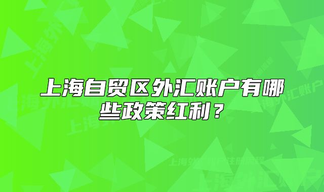上海自貿(mào)區(qū)外匯賬戶(hù)有哪些政策紅利？