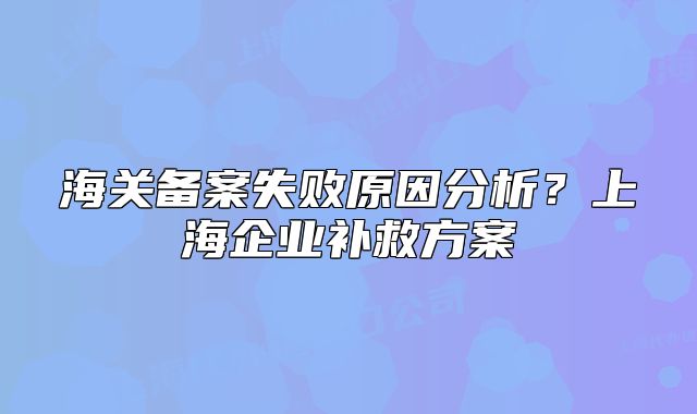 海關(guān)備案失敗原因分析？上海企業(yè)補(bǔ)救方案