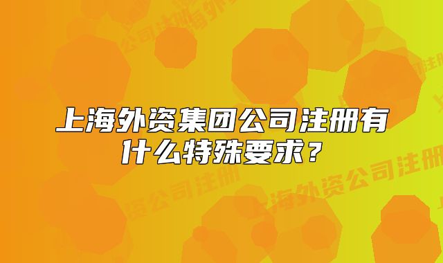 上海外資集團(tuán)公司注冊有什么特殊要求？