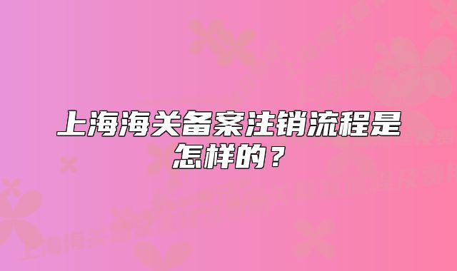 上海海關(guān)備案注銷流程是怎樣的？