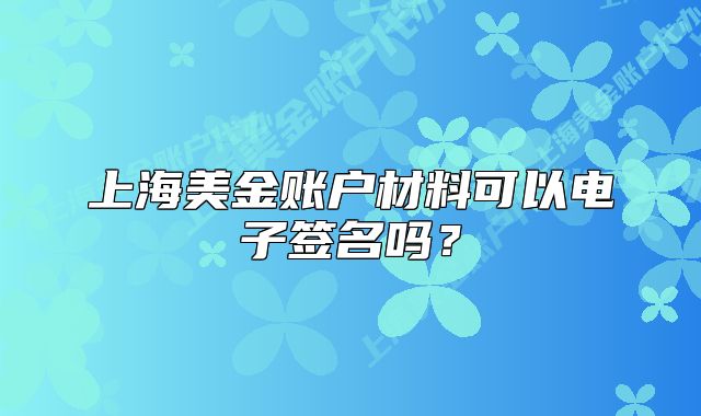 上海美金賬戶材料可以電子簽名嗎?