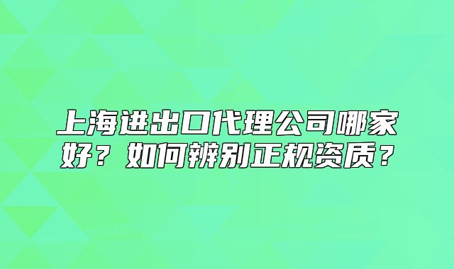 上海進出口代理公司哪家好？如何辨別正規(guī)資質(zhì)？