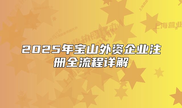 2025年寶山外資企業(yè)注冊(cè)全流程詳解