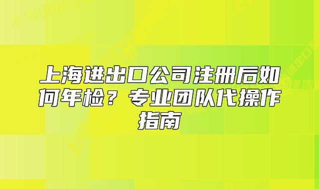 上海進(jìn)出口公司注冊后如何年檢？專業(yè)團(tuán)隊代操作指南
