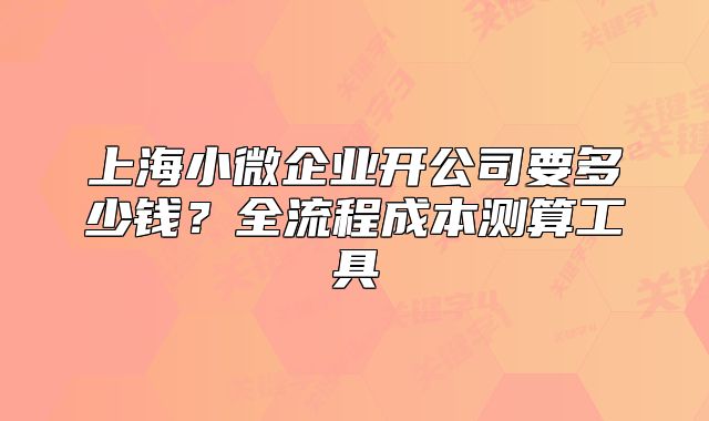 上海小微企業(yè)開公司要多少錢？全流程成本測算工具