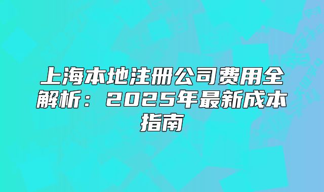上海本地注冊(cè)公司費(fèi)用全解析：2025年最新成本指南