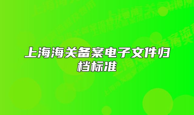 上海海關(guān)備案電子文件歸檔標(biāo)準(zhǔn)