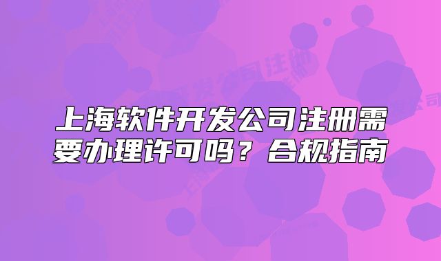 上海軟件開發(fā)公司注冊(cè)需要辦理許可嗎？合規(guī)指南