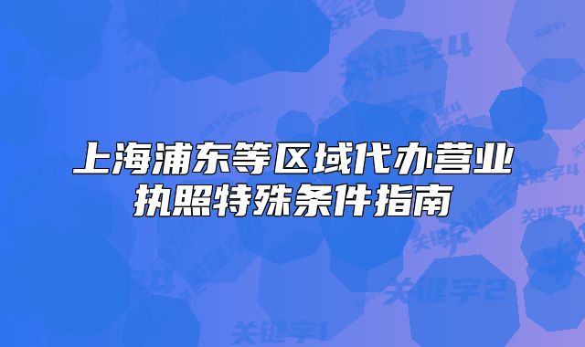 上海浦東等區(qū)域代辦營業(yè)執(zhí)照特殊條件指南