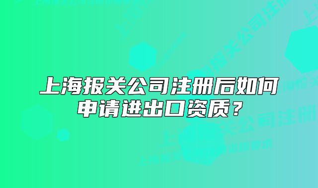 上海報(bào)關(guān)公司注冊(cè)后如何申請(qǐng)進(jìn)出口資質(zhì)？
