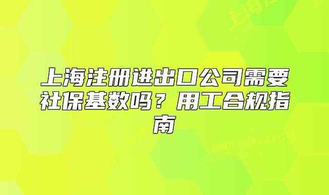 上海注冊進出口公司需要社?；鶖?shù)嗎？用工合規(guī)指南