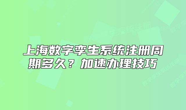 上海數(shù)字孿生系統(tǒng)注冊周期多久？加速辦理技巧