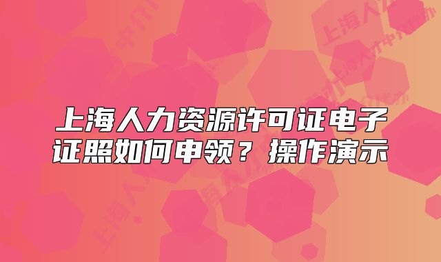 上海人力資源許可證電子證照如何申領(lǐng)？操作演示