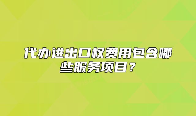 代辦進(jìn)出口權(quán)費(fèi)用包含哪些服務(wù)項(xiàng)目？