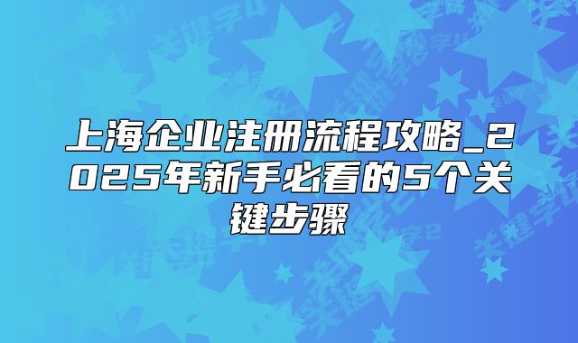 上海企業(yè)注冊流程攻略_2025年新手必看的5個關鍵步驟