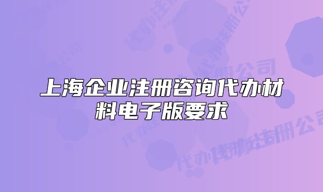 上海企業(yè)注冊咨詢代辦材料電子版要求