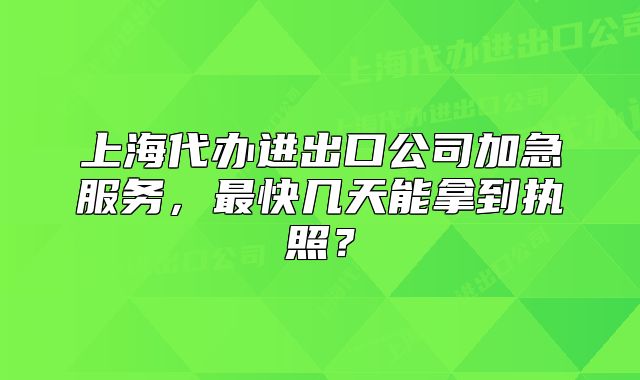 上海代辦進(jìn)出口公司加急服務(wù)，最快幾天能拿到執(zhí)照？