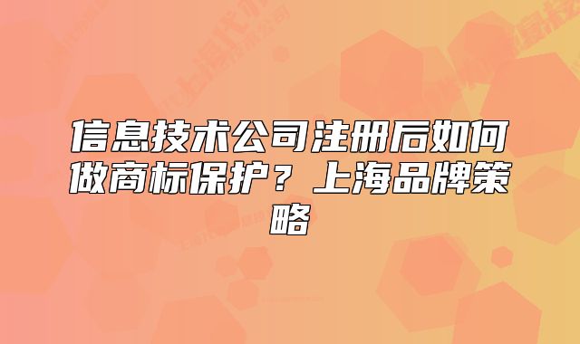 信息技術(shù)公司注冊后如何做商標(biāo)保護(hù)？上海品牌策略