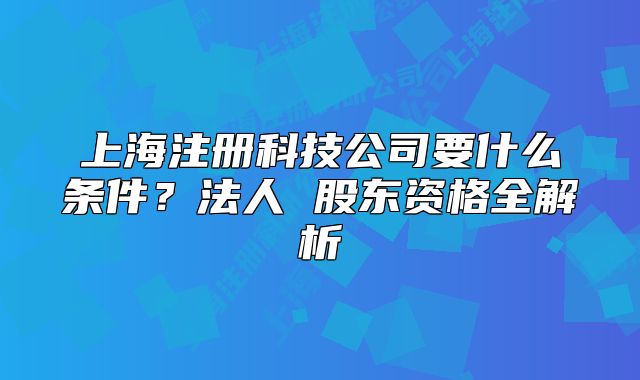 上海注冊科技公司要什么條件？法人 股東資格全解析