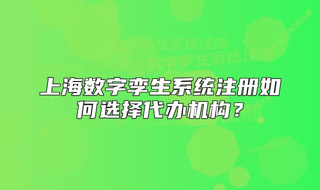 上海數(shù)字孿生系統(tǒng)注冊(cè)如何選擇代辦機(jī)構(gòu)？