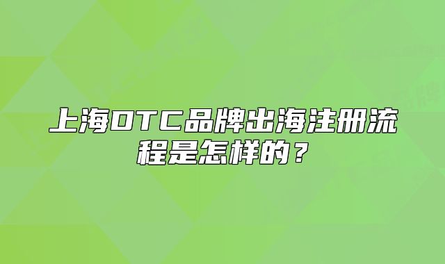 上海DTC品牌出海注冊(cè)流程是怎樣的？