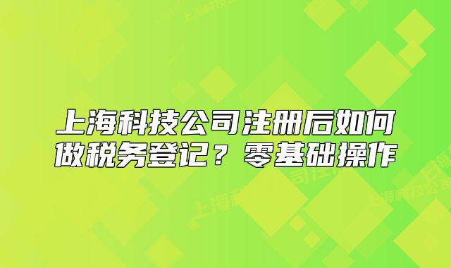 上海科技公司注冊后如何做稅務(wù)登記？零基礎(chǔ)操作