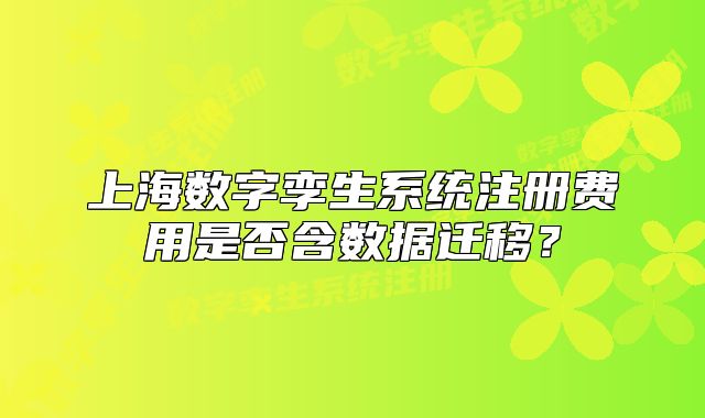 上海數(shù)字孿生系統(tǒng)注冊費(fèi)用是否含數(shù)據(jù)遷移？