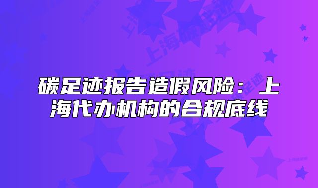 碳足跡報告造假風險：上海代辦機構的合規(guī)底線