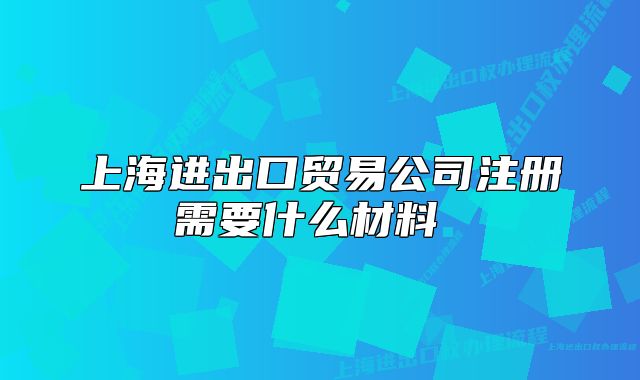 上海進出口貿(mào)易公司注冊需要什么材料 