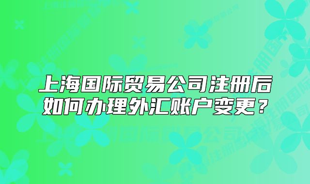 上海國(guó)際貿(mào)易公司注冊(cè)后如何辦理外匯賬戶變更？