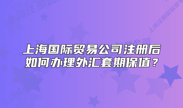 上海國(guó)際貿(mào)易公司注冊(cè)后如何辦理外匯套期保值？