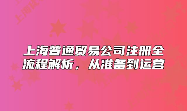 上海普通貿(mào)易公司注冊全流程解析，從準備到運營